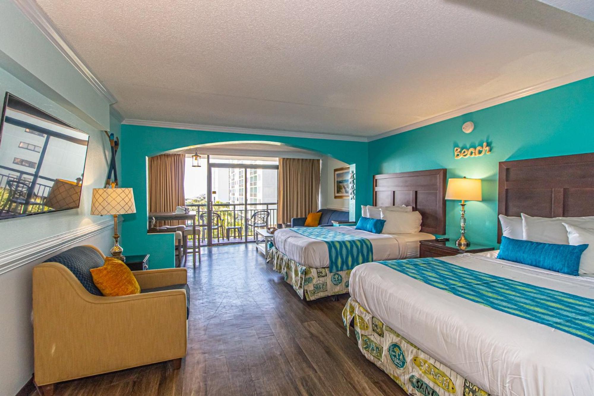 Oversized Ocean View Queen Suite With Beautiful Fireplace And Accents - Sleeps 4 Guests! 默特尔比奇 客房 照片